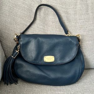 Michael Kors Navy Bedford Tassel 2Way Leather Bag